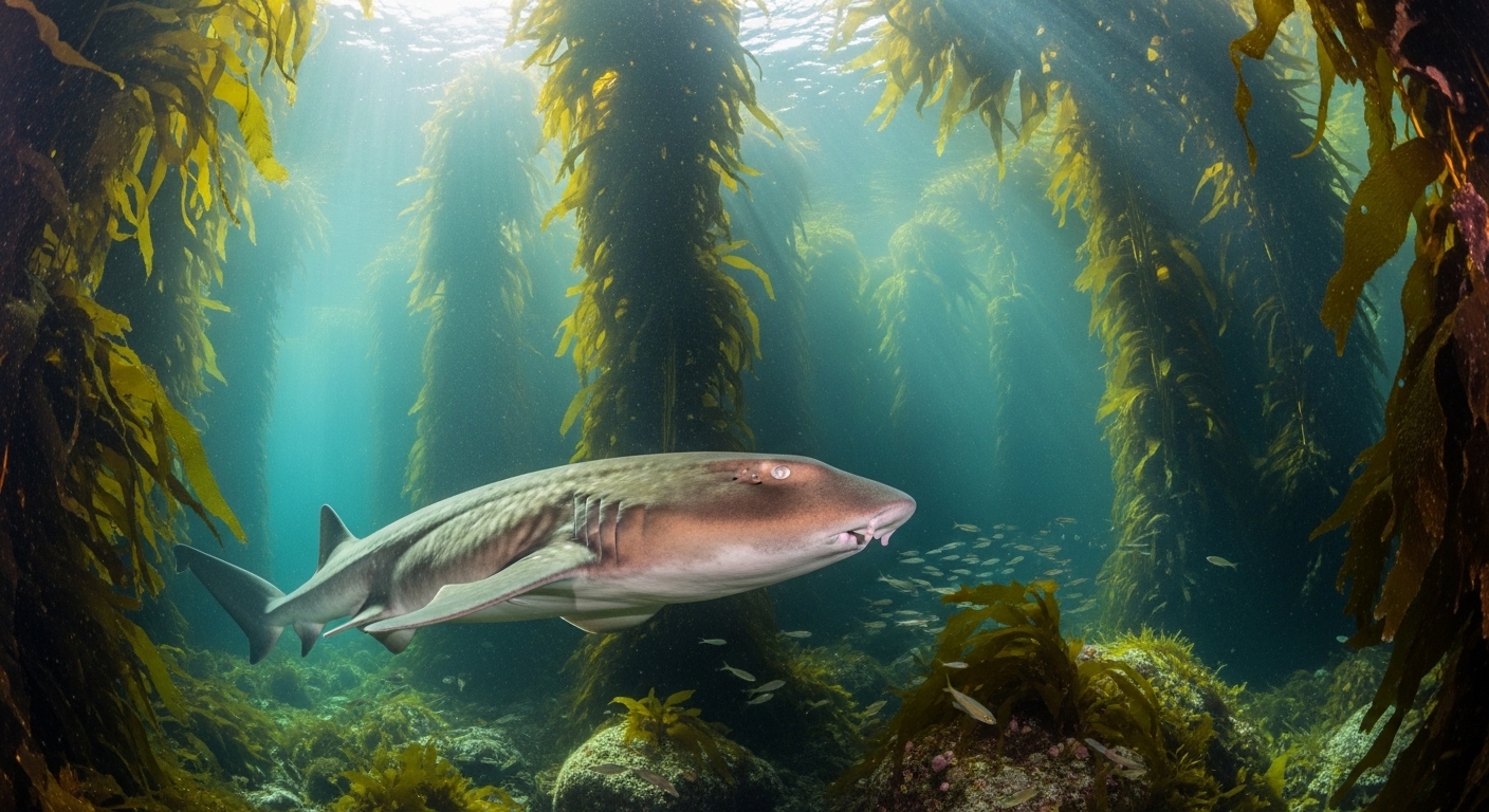 Cowshark im Kelpwald der False Bay bei Kapstadt