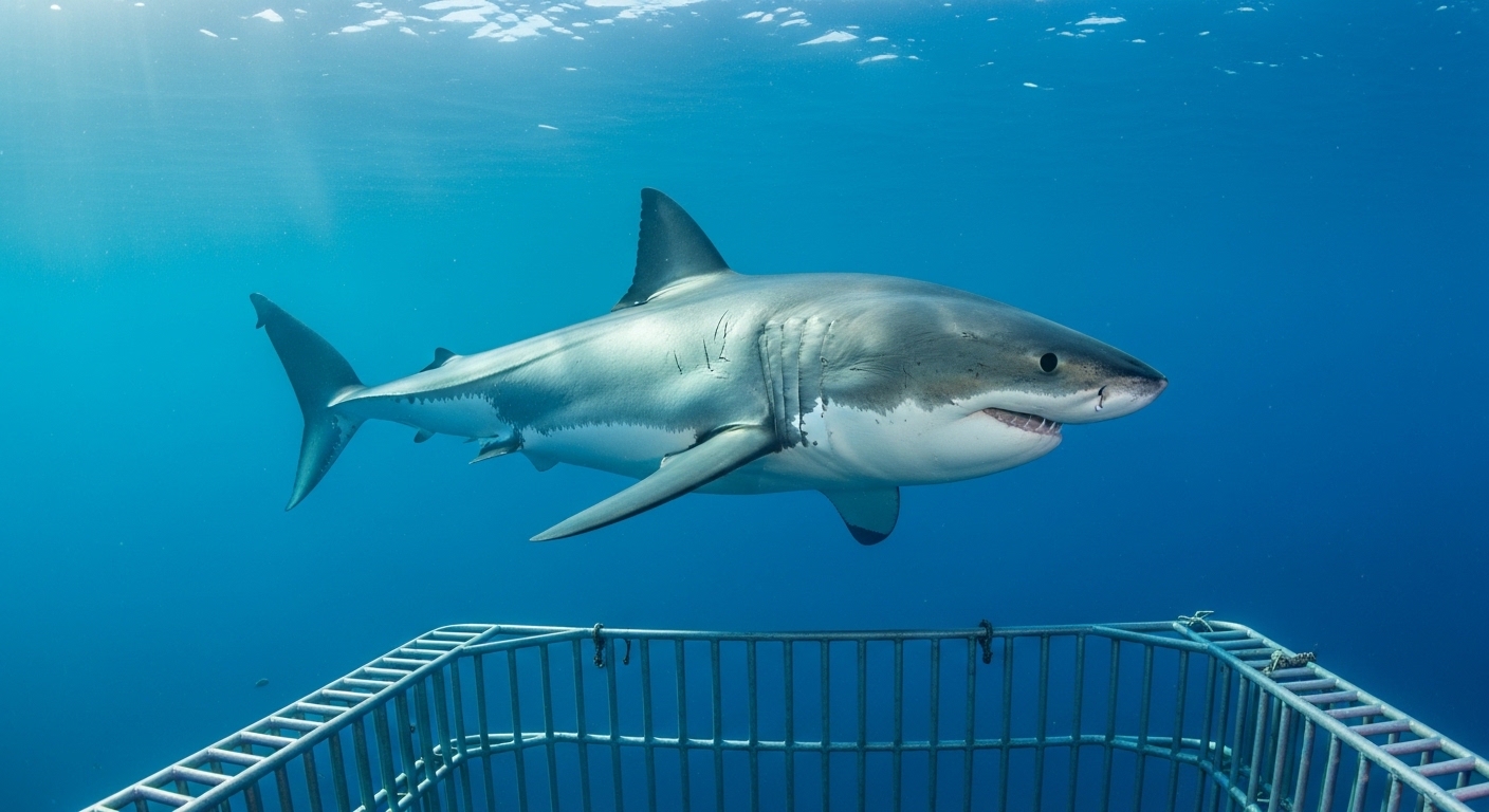 Weisser Hai beim Cage Diving in Gansbaai